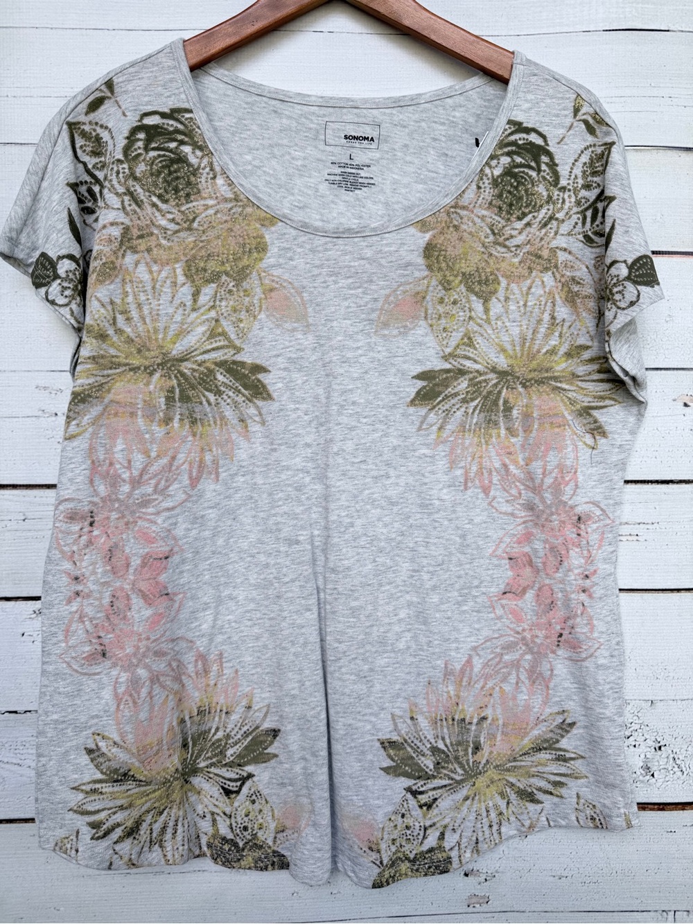 NWT Sonoma Goods for Life Floral Placement Print Cap Sleeve Tee - Large